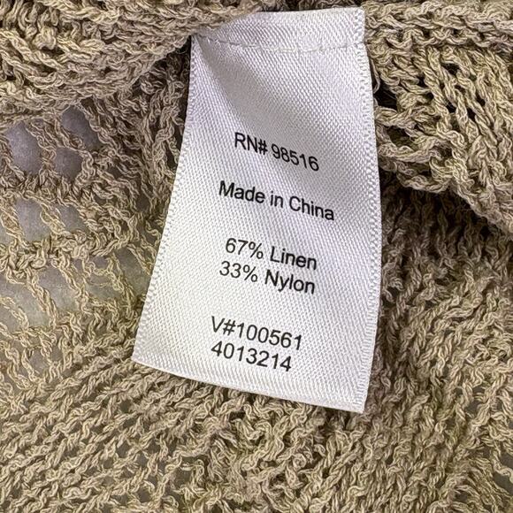 Coldwater Creek Crochet Open Knit Pullover Short Sleeve Sweater Tan Size XL 16 - Picture 6 of 14